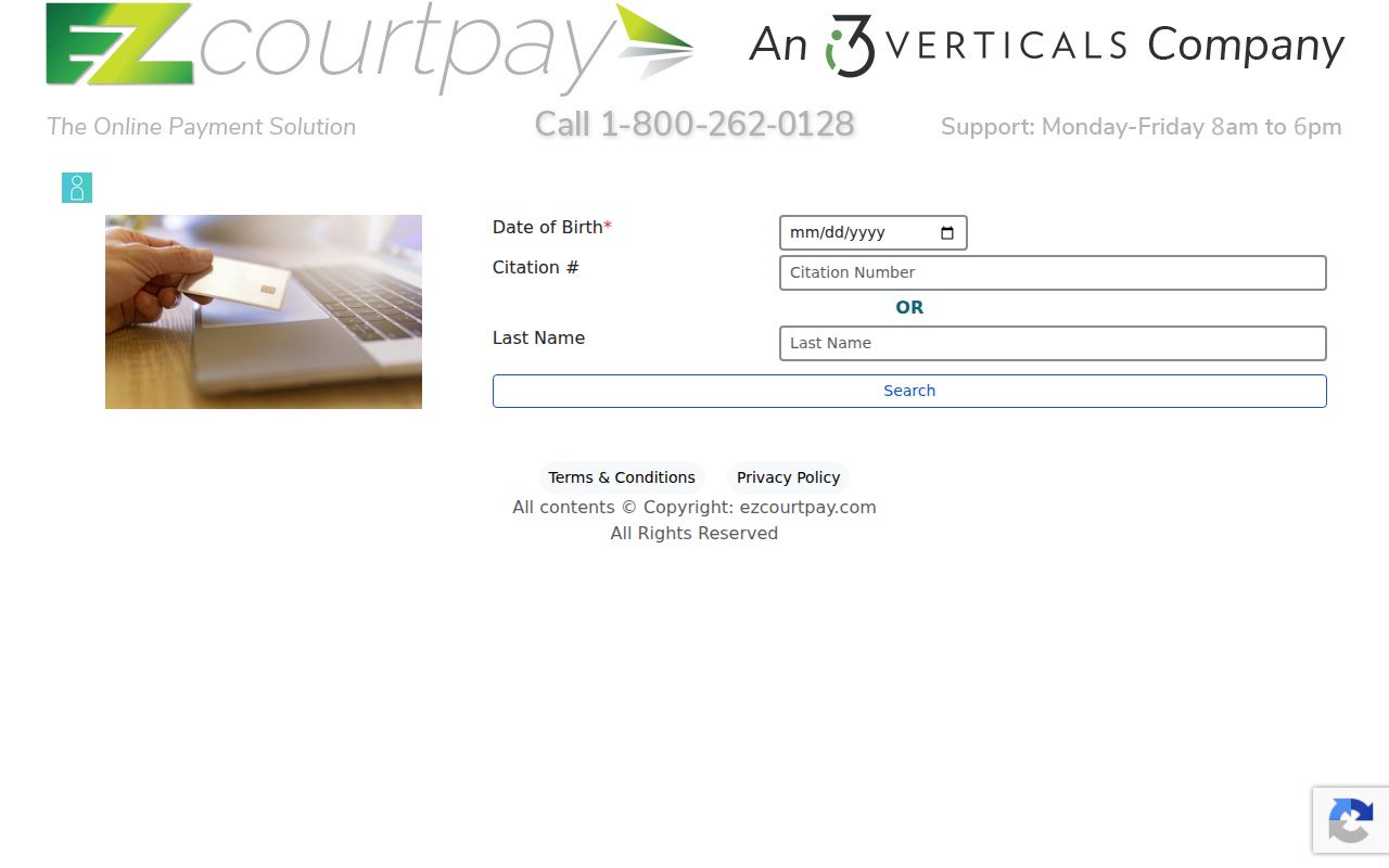 EZ Court Pay citation search fields used for Heard County traffic payments